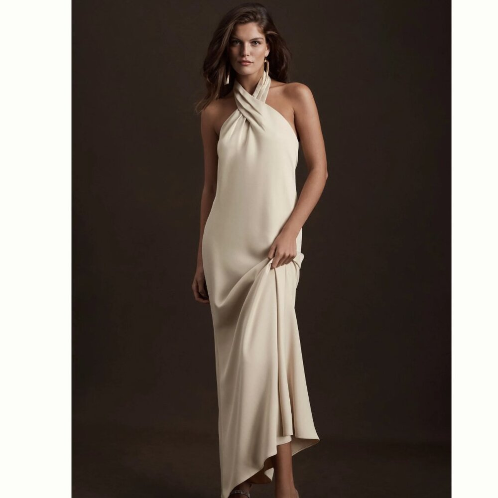 BHLDN Ruby Twist Halter Satin Gown